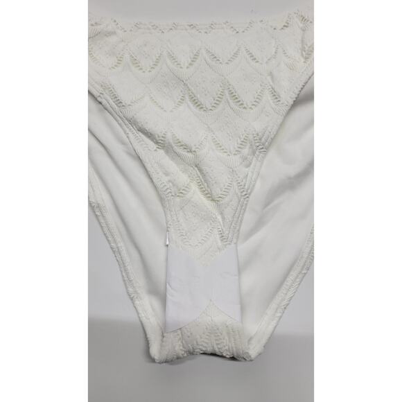 Peek & Beau Exclusive Textured Eyelet High Leg Bikini Bottom White Size 8 - Picture 8 of 13